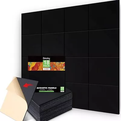 18 Pack Black Acoustic Panels 12 X12 X 0.4 Sound Absorbing Soundproof Wall Panel • $27.99