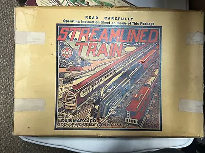Marx & Co. ~ Streamlined Train Set Clockwork Engine 3 Railcar 12 Tracks 517 MECH • $99