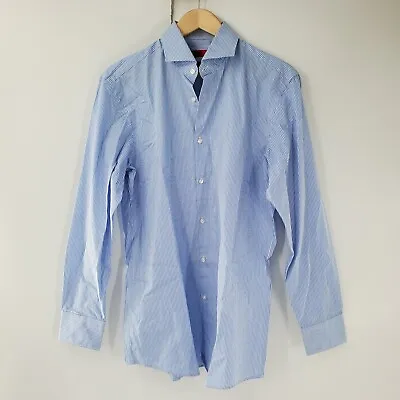 HUGO Hugo Boss Blue Button Up Long Sleeve Sharp Fit Shirt Mens 15 1/2 32/33 • $29.99