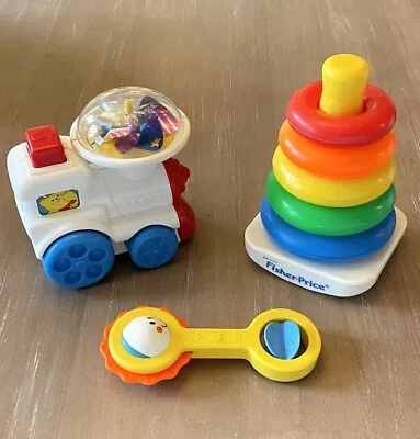 Lot Vintage Fisher Price Baby Toddler Toys Train Rattle Stacking Rings 1990s • $12.99