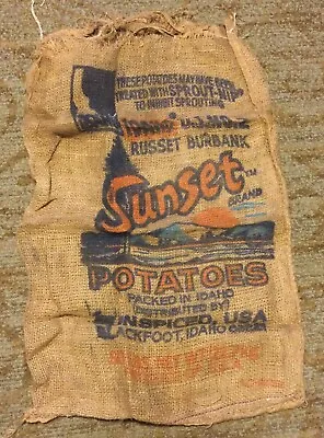 Vintage Burlap Feed Sack Blackfoot Idaho Potato Bag Country Rustic Farm Decor  • $29.99