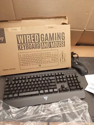 Victsing PC279A Black  Rainbow LED Backlit Wired Gaming Keyboard And Mouse Combo • $18.99