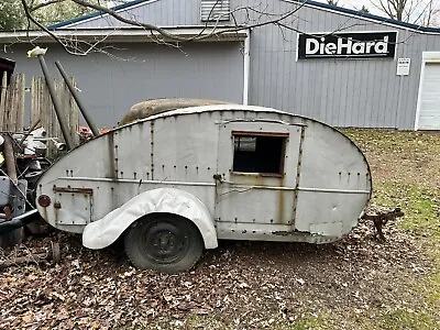 Vintage Camper For Parts Modernistic Teardrop Old Aluminum Trailer Hot Rat Rod • $3300