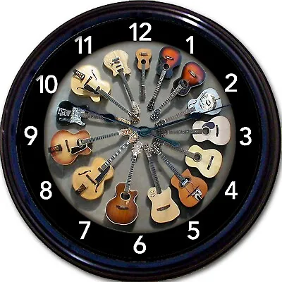 Guitar Wall Clock Image Of Acoustic Electric Guitars Instrument Music Musician  • $30.99