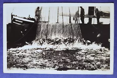 Postcard Brailing Salmon From A Trap Alaska. Fishing RP. Schalterers C1940s • £4.99