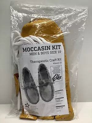 Moccasin Therapeutic Craft Kit Men/Boys Sz 10 ELKS Tan Brown Leather DIY 3442-10 • $29.99