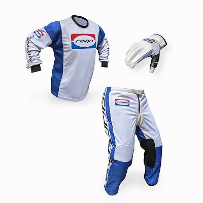 Reign VMX  A1  Blue Pants Jersey Gloves Combo Vintage Motocross JT Racing • $206