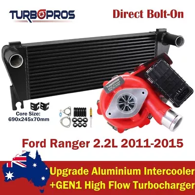 GEN1 High Flow Turbo+70mm Intercooler For Ford Ranger 2.2L 2011-2015 • $1016.57