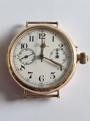 Longines Trench Watch Rare 13.33 18ct Gold Chronograph 1912- No Reserve Auction • £445