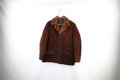 Vintage 70s Mens 42R Distressed Suede Leather Marlboro Man Rancher Jacket USA • $127.46
