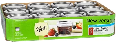 $38.38 • Buy 4-Ounce Quilted Crystal Jelly Regular Mouth Jars With Lids And Bands, Set Of 12(
