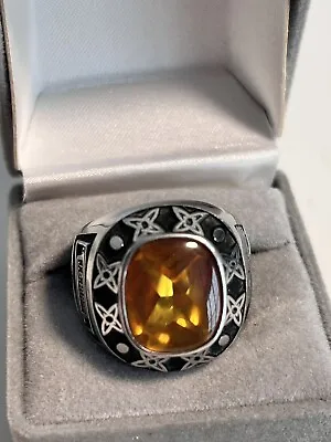 JB Hunt Trucking Ring Orange Sapphire Genuine Diamonds SZ 10-11 Stainless Steel • $250
