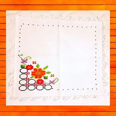 Vintage Floral Servilletas Bordadas A Mano Embroidered Mexican Tortilla Napkin • $16.92