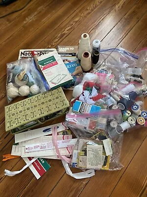 HUGE Mixed Estate Sale Lot Vintage Sewing Craft Notions Buttons Thread FREE SHIP • $70