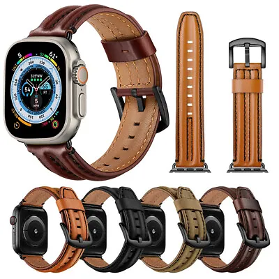 $37.43 • Buy Genuine Leather Strap IWatch Band Ultra 49mm For Apple Watch Series 8 7 6 5 4 SE