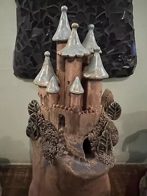 Pottery Fairytale Castle On A Hill  26cm Tall • £35