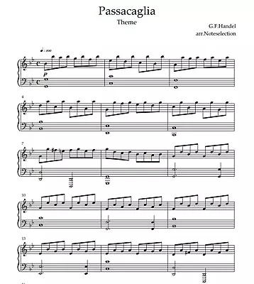 Passacaglia - Theme From Suite No.7 In G Minor By G.F.Handel(PDF File) • £2.50