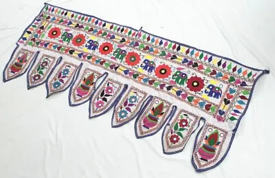 Ethnic Tapestry Mirror Embroidery Rabari Tribal Decor Door Valance Indian Toran • $0.99