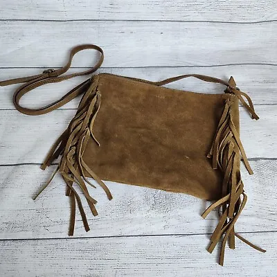 UGG Suede Boho Fringe Tassel Lea Crossbody Purse Chesnut Brown Hippie Australia • $39.99