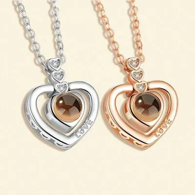 I Love You 100 Languages Double Heart Necklace Pendant  • £3.20