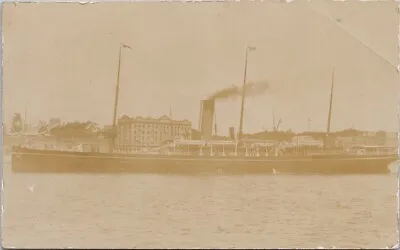 Steamship In Harbour Union Bay BC Cancel 1907 Comox Valley RPPC Postcard H25 • $18.40