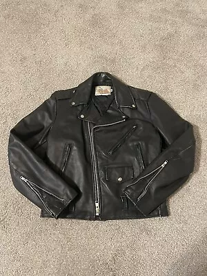 Vintage 80s Excelled Motorcycle Black Leather Jacket Men’s 38 Made In USA Punk • $100