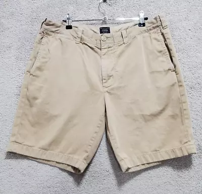 J.Crew Stanton Shorts Men's 34 Beige Khaki Chino Flat Front Twill Outdoor Casual • $13.68