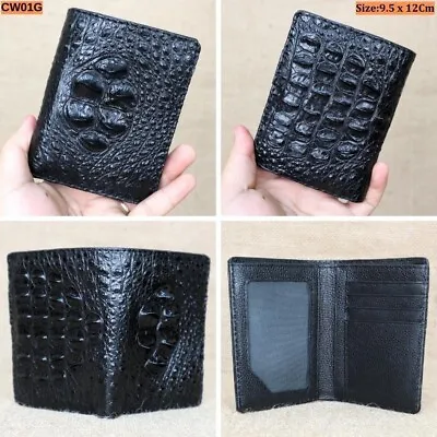 Black Hornback Bifold Wallet For Men Real Alligator Leather Luxury Money Clip • $64.99