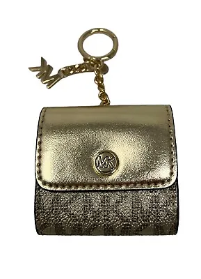 Michael Kors Women Fashion Case For AirPods Pouch Keychain Ring Cover Pale Gold • $34.94