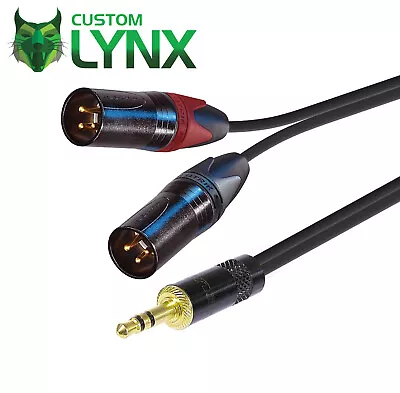 Neutrik Mini Stereo Gold TRS 3.5mm Jack To 2 X Male XLR Cable Insert Y Lead Gold • £22.25