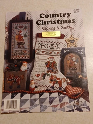 $12 • Buy Jeremiah Junction Country Christmas Stocking & Santa Cross Stitch Leaflet