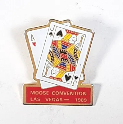 Moose Lodge Pin Las Vegas Convention 1989 Promotional Badge Playing Cards Pin • $9.99