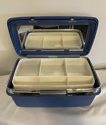 Vintage Samsonite Montbello II Carry On Luggage Travel & Make-up Blue Train Case • £26.60