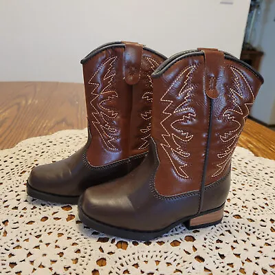 Smart Fit Boy's Cowboy Boots Toddler Size 6 Brown Worn Once • $18.99