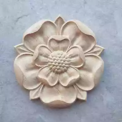 Tudor Rose Wood Carving Lancashire Yorkshire Carved Rose Rosette Decor Onlay • £14.99