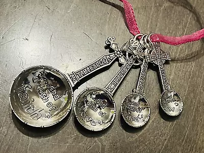 Danz 4 Pc. Measuring Spoons A Dash Of Joy Hope Love And Faith With Crosses • $11