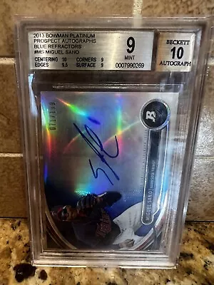 2013 Bowman Platinum Miguel Sano Auto Blue Refractor  BGS 9 Auto 10 - 071/199  • $35