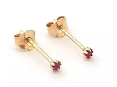 9ct Gold Round RUBY Studs Earrings Extra Tiny Small 1.5mm Girls B'day X'mas GIFT • £14.20