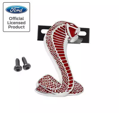 1994-2004 Mustang Cobra SVT Snake Red & Chrome Grill Grille Emblem W/ Bracket • $20.95