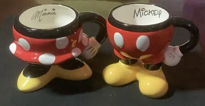 Disney Parks 2001 Pair Coffee Mugs Mickey Minnie Mouse-Bottom Pants Skirt Legs • $28