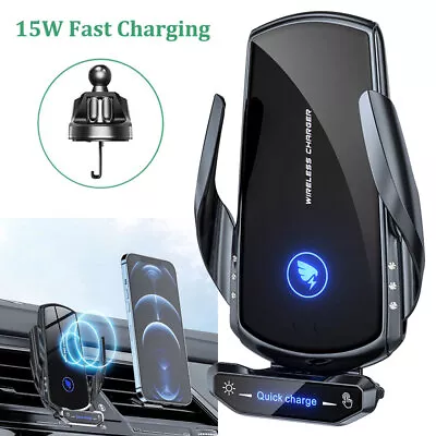 Automatic Clamped 15W Wireless Car Fast  Charger Mount Air Vent Phone Holder New • £19.74