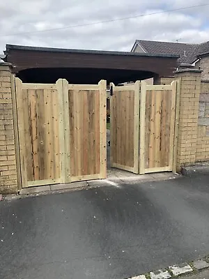 Tanalised Solid Boarded Bi-folding Driveway Gates 8ft Wide X 5ft High • £525