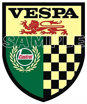 60MM VESPA RETRO CASTROL STICKER DECALMotorbikes Scooters Helmets • £2.99