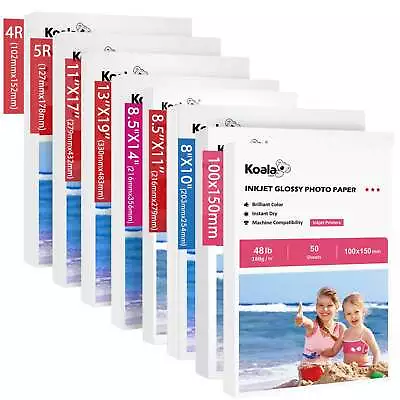 Lot Koala Inkjet Photo Paper Glossy 48lb 4X6 5X7 8x10 8.5X11 8.5x14 11X17 13X19 • $6.99