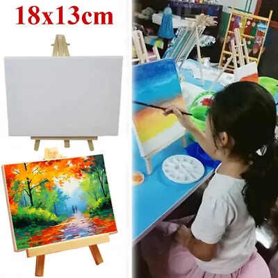 18*13CM Canvas Drawing Frame Painting Board Kids Mini White Art Frame With Stand • £7.20