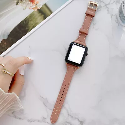 $17.99 • Buy Genuine Leather Apple Watch Band Strap IWatch Series 7 SE 6 5 4 3 2 1 38mm-45mm