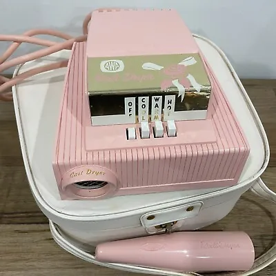 Vintage Retro AWA Pink Nail And Hairdryer In Carry Case 1963 - Working Well • $75