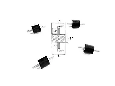 Lot Of 4 Rubber Vibration Isolator/Isolation Mounts (1  Dia X 1  Thick) 1/4-20 X • $20