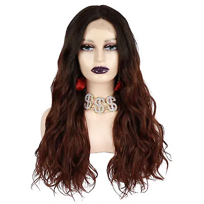 Lace Front Wigs Long Body Wave For Girl Black Gradient Dark Brown 24  With Comb • $43.58