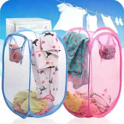 Baby / Toddler Pop Up Laundry Bag Mesh Basket Foldable Toy Storage Sturdy Hamper • £5.75